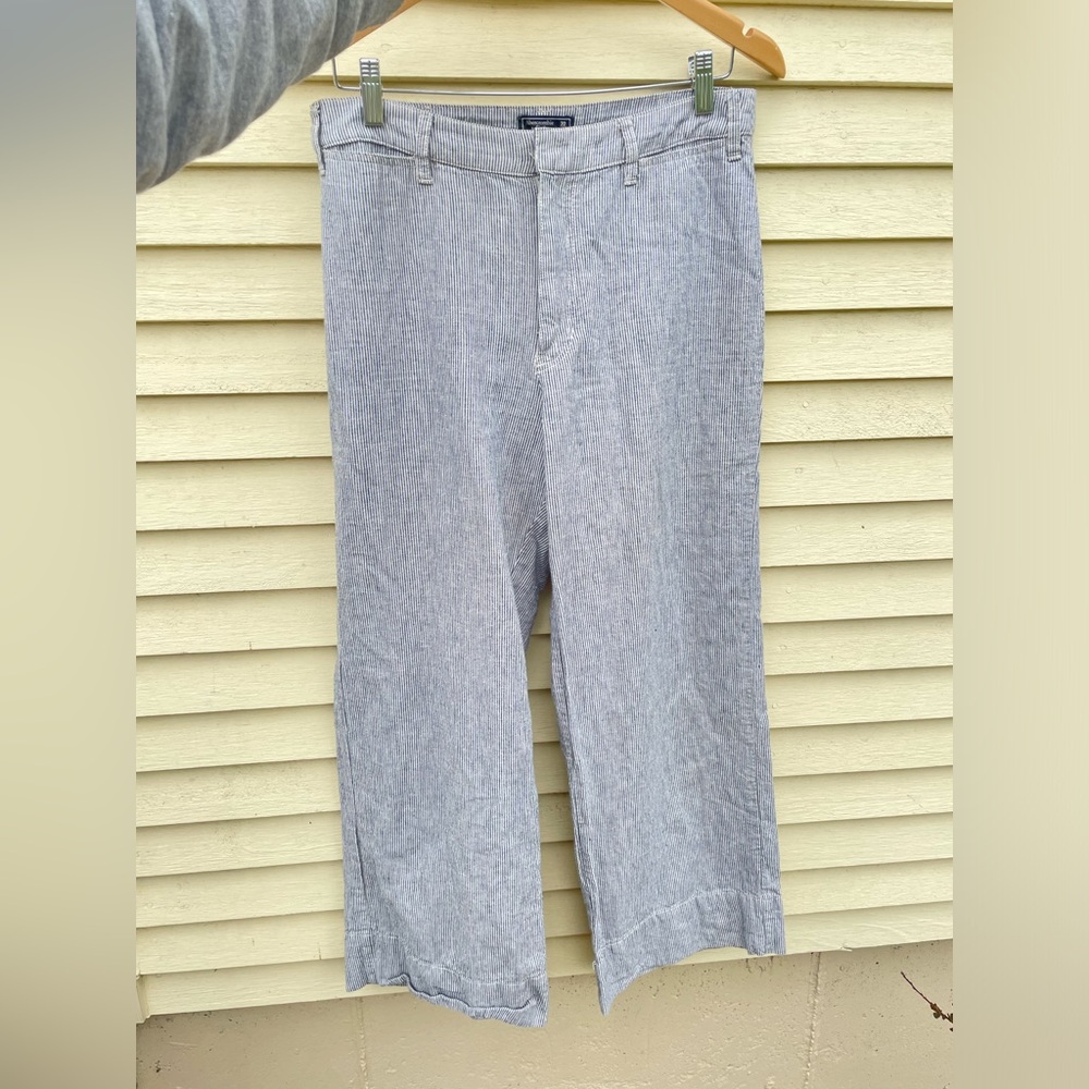 Abercrombie & Fitch Wide Leg Annie High Rise Crop Striped Blue Vintage